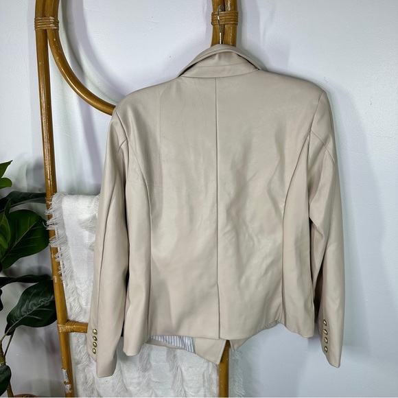 NWT Anthropologie Faux Leather Cream Blazer AS IS sz XL - Picture 3 of 8